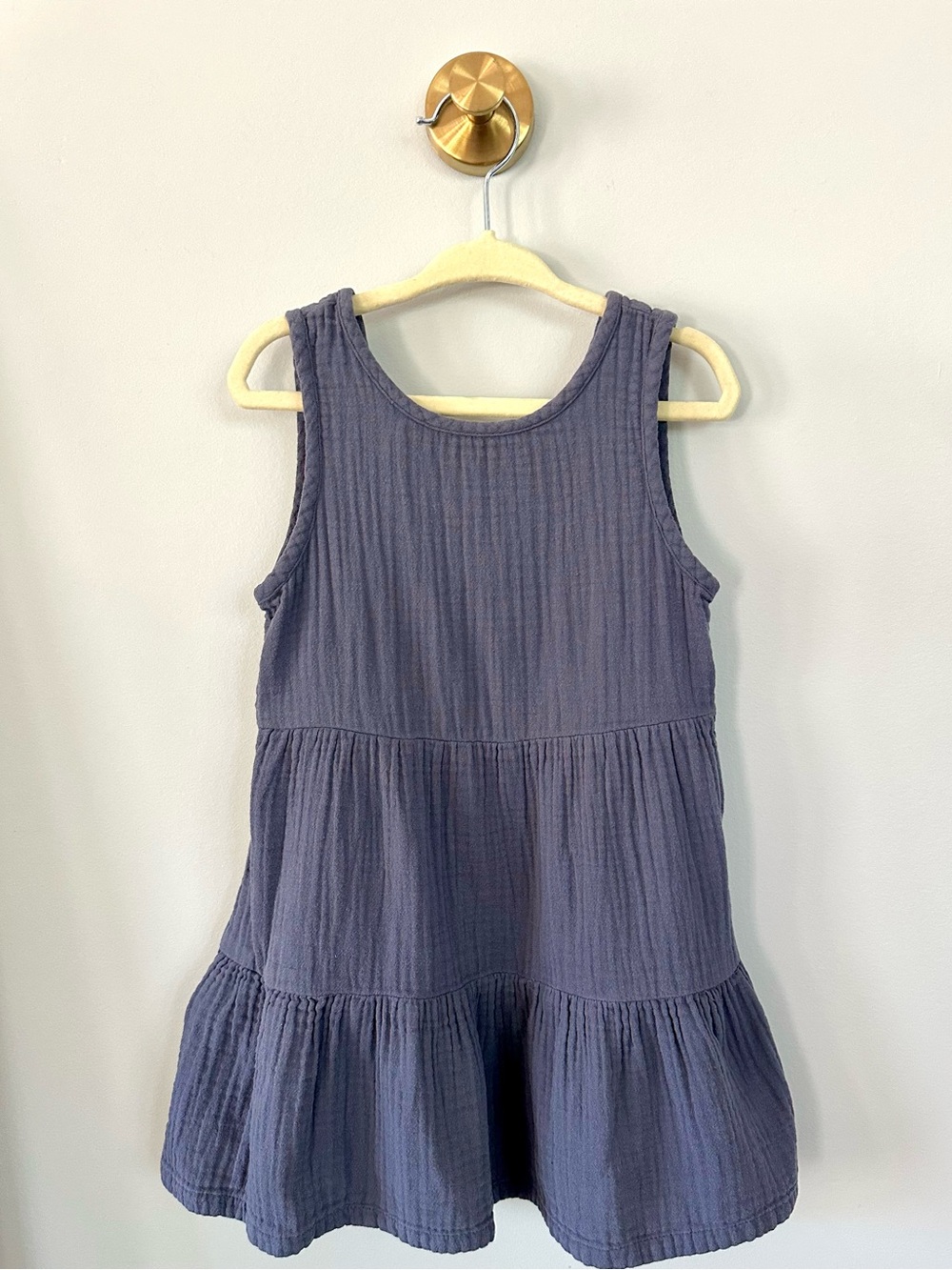 Cat & Jack Blue Double Gauze Tiered Dress Size 3T Tie Back Cotton